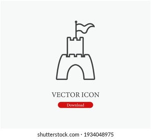 Castle vector icon.  Editable stroke. Linear style sign for use on web design and mobile apps, logo. Symbol illustration. Pixel vector graphics - Vector