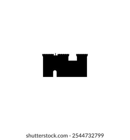 Ícone de vetor Castle. Isolada pequena e minimalista fortaleza medieval clipart, logotipo, contorno preto e branco