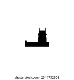 Ícone de vetor Castle. Isolada pequena e minimalista fortaleza medieval clipart, logotipo, contorno preto e branco