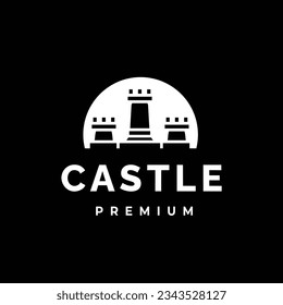 Castle vector icon logo, royal building symbol with silhouette
