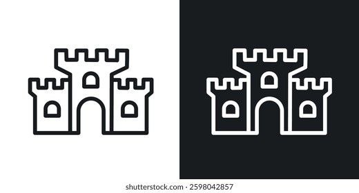 Castle vector icon set in black and white color.