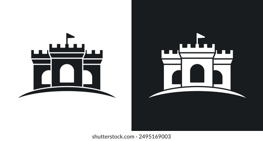 Castle vector icon set in solid style.