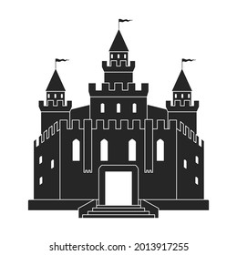 Castle vector icon.Black vector icon isolated on white background castle.