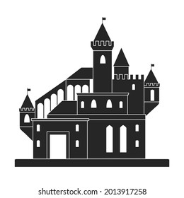 Castle vector icon.Black vector icon isolated on white background castle.