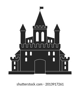 Icono del vector del castillo.Icono del vector negro aislado en castillo de fondo blanco.