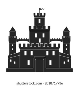 Castle vector icon.Black vector icon isolated on white background castle.