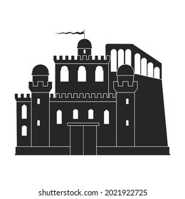 Castle vector icon.Black vector icon isolated on white background castle.