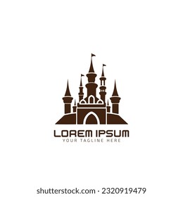 Castle vector icon,isolated.Tower in a flat style, silhouette. Medieval house. Knights, Royal,princess building.Vintage fairytale symbol
