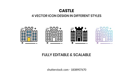 Castle Vector illustration icons in different style