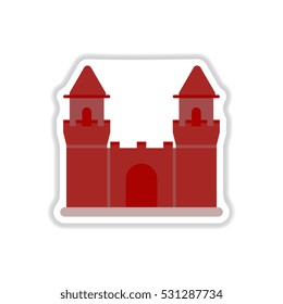 castle Vector illustration in paper sticker style Medieval castle