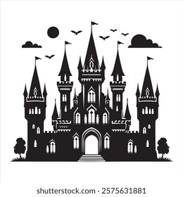 Castle vector illustration silhouette on white background
