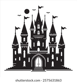 Castle vector illustration silhouette white background
