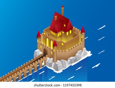 castle vector isometric illustration