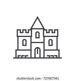 castle vector line icon, sign, illustration on background, editable strokes