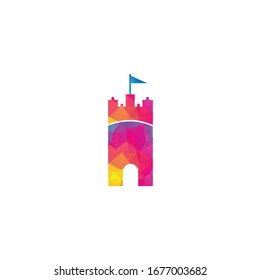 Castle vector logo design. Castle Tower logo Template Vector.	