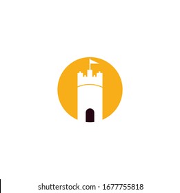 Castle vector logo design. Castle Tower logo Template Vector.	