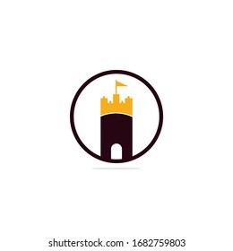 Castle vector logo design. Castle Tower logo Template Vector.	