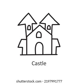 Castle  vector outline Icon Design illustration. Halloween Symbol on White background EPS 10 File