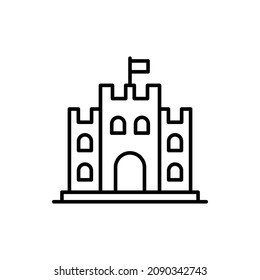 Icono de contorno del vector del castillo para web aislada en el fondo blanco archivo EPS 10