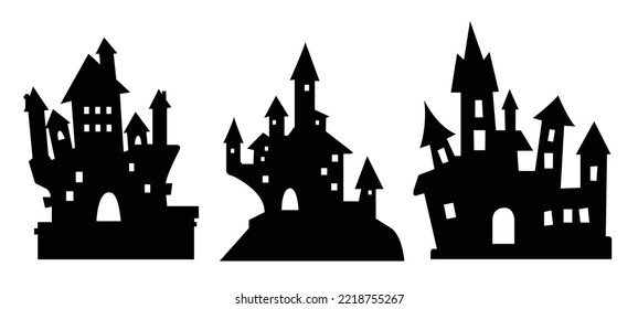 castle vector. castle set. cartoon style.