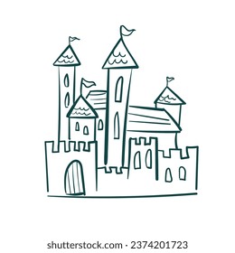 castle vector sketch simple doodle hand drawn line illustration isolated abstract sign symbol clip art