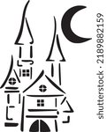 Castle Vector, Stencil, black and white