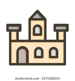 Icono De Colores Relleno De La Línea Gruesa Del Vector Del Castillo Para Uso Personal Y Comercial.
