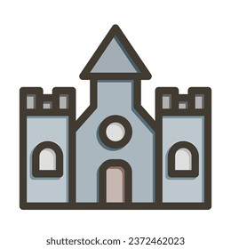 Castle Vector Thick Line Filled Colors Icon For Personal And Commercial Use.
