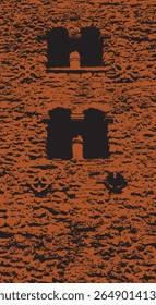 Castle wall and arch windows abstract