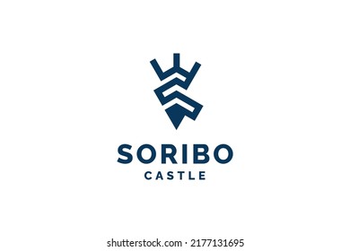 Castle wall with letter S logo design vector illustration.