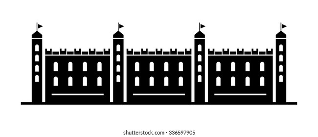 castle wall with stone towers. vector illustration
