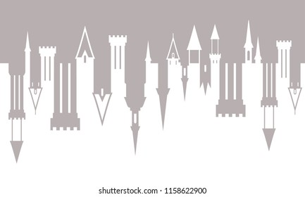 Castle wall vector illustration. Citadel silhouette.