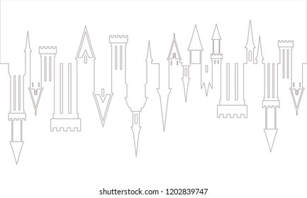 Castle wall vector line illustration. Medieval pattern