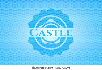 Castle water wave representation style emblem. Vector Illustration. Detailed.