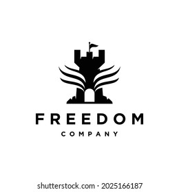 Castle wing freedom logo design inspiration