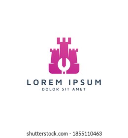castle and wrench negative space logo design