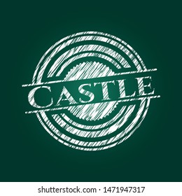 Castle written on a blackboard. Vector Illustration. Detailed.