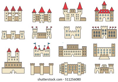 CASTLES & FORTRESS filled line icons