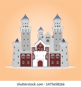 Castles fortress palaces with high towers illustration vector cartoon style