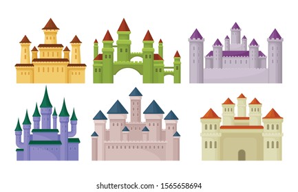 Castles and Fortresses Vector Set. Medieval Buildings Collection