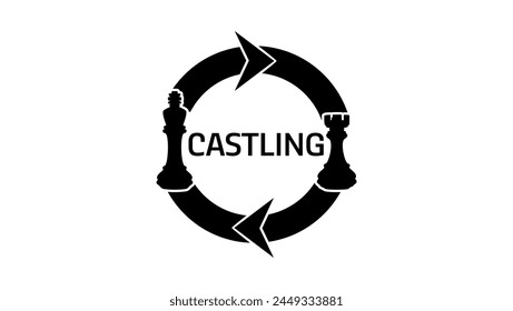 castling emblem, black isolated silhouette