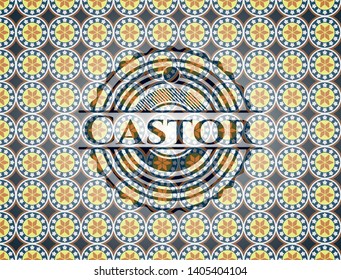 Castor arabic badge. Arabesque decoration.