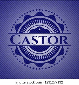 Castor badge with denim texture