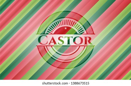 Castor christmas badge. Vector Illustration. Detailed.
