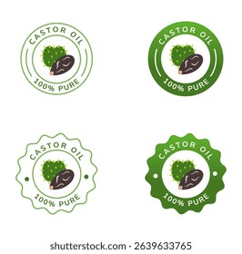 castor oil label white and green color. natural ingredient for cosmetic or beauty product.