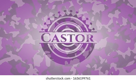 Castor pink and purple on camo texture. Vector Illustration. Detailed.