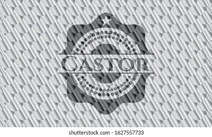 Castor silver color emblem. Scales pattern. Vector Illustration. Detailed.