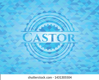 Castor sky blue emblem. Mosaic background