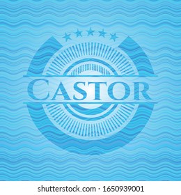 Castor sky blue water style emblem. Vector Illustration. Detailed.