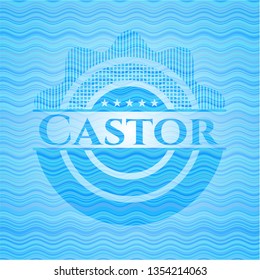 Castor water wave concept emblem background.